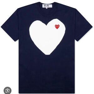 PLAY Comme des Garçons White Heart Tee Navy | Made in Japan | XL